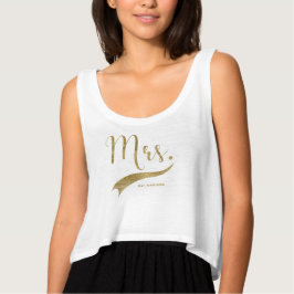 Elegant Gold Glitter Mrs Typography Wedding Tanktop
