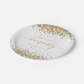 Elegant Gold Glitter Naam Datum Hen Partij Papieren Bordje (Gekanteld)