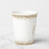 Elegant Gold Glitter Name Date Forst Party Pape Papieren Bekers (Rechts)