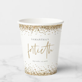Elegant Gold Glitter Name Date Forst Party Pape Papieren Bekers