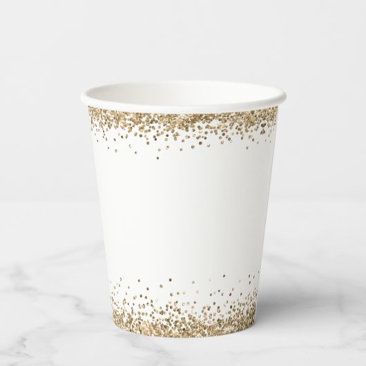 Elegant Gold Glitter Name Date Sweet Sixteen Papieren Bekers (Achterkant)