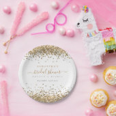 Elegant Gold Glitter Name Date Vrijgezellenfeest Papieren Bordje (Feest)