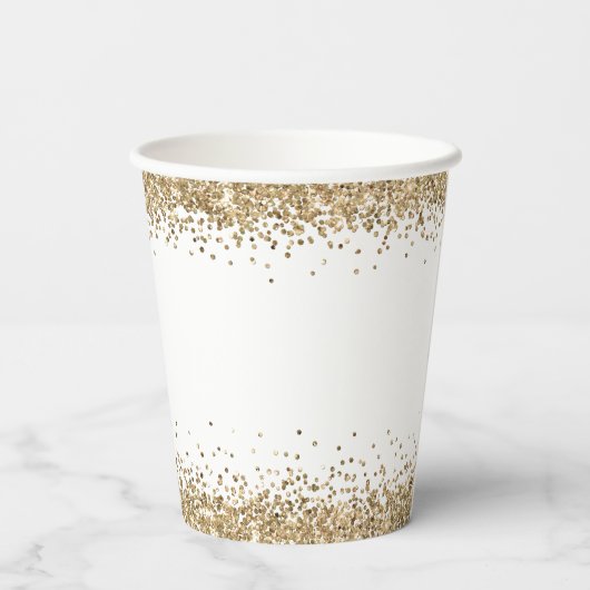 Elegant Gold Glitter Name Quinceañera Party Papieren Bekers (Achterkant)