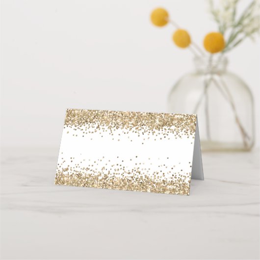 Elegant Gold Glitter Names Date Weddenschap Plaatskaartje (Achterkant)