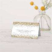Elegant Gold Glitter Names Date Weddenschap Plaatskaartje (Voorkant)