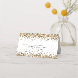 Elegant Gold Glitter Names Date Weddenschap Plaatskaartje