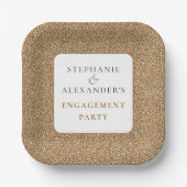 Elegant Gold Glitter Names Engagement Party Papieren Bordje (Voorkant)