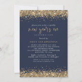 Elegant Gold Glitter New Years ve Navy Blue Kaart (Voorkant)