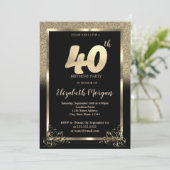 Elegant Gold Glitter Ombre 40e verjaardag Kaart (Staand voorkant)
