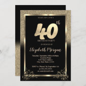 Elegant Gold Glitter Ombre 40e verjaardag Kaart (Voorkant / Achterkant)