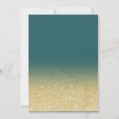 Elegant gold glitter ombre blauwgroen bruiloft kaart (Achterkant)