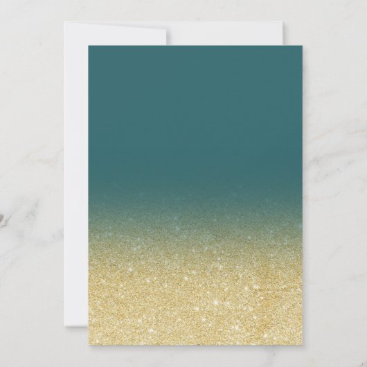 Elegant gold glitter ombre blauwgroen bruiloft kaart (Achterkant)