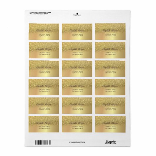 Elegant Gold Glitter Ombre Bokeh Etiket (Full Sheet)