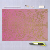 Elegant Gold Glitter-Ornamenten op roze gradiënt Tissuepapier (Craft)