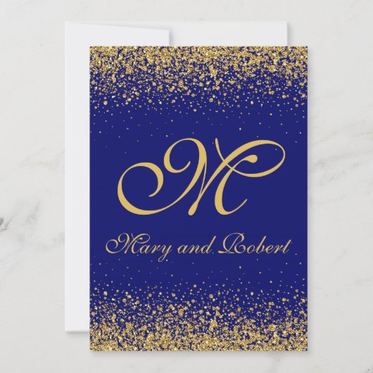 Elegant Gold Glitter over Royal Blue Kaart (Voorkant)