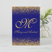 Elegant Gold Glitter over Royal Blue Kaart (Staand voorkant)