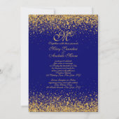 Elegant Gold Glitter over Royal Blue Kaart (Achterkant)