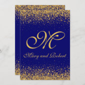 Elegant Gold Glitter over Royal Blue Kaart (Voorkant / Achterkant)