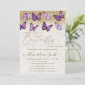 Elegant Gold Glitter Paars Butterfly Baby shower Kaart (Staand voorkant)