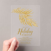 Elegant Gold Glitter Palm Holiday Christmas Acryl Uitnodigingen (Insitu (Draagbaar))