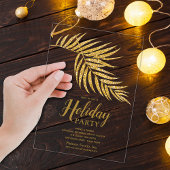 Elegant Gold Glitter Palm Holiday Christmas Acryl Uitnodigingen