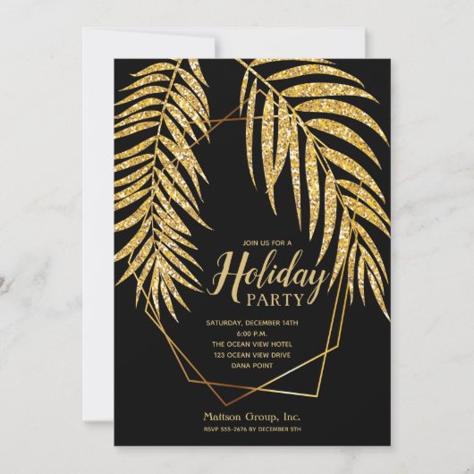 Elegant Gold Glitter Palm Holiday Kerstmis Kaart (Voorkant)