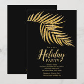 Elegant Gold Glitter Palm Holiday Kerstuitnodiging (Voorkant / Achterkant)