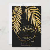 Elegant Gold Glitter Palm Holiday Kerstuitnodiging (Voorkant)