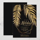 Elegant Gold Glitter Palm Holiday Kerstuitnodiging (Voorkant / Achterkant)