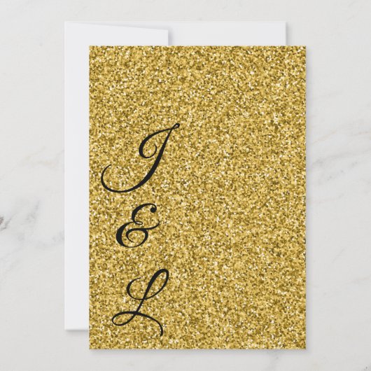 Elegant Gold Glitter Party Wedding Invitation Aankondiging (Achterkant)