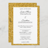 Elegant Gold Glitter Party Wedding Invitation Aankondiging (Voorkant / Achterkant)