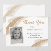 Elegant Gold Glitter Photo Birthday Bedankkaart (Voorkant / Achterkant)