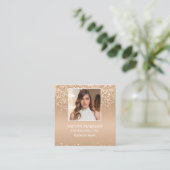Elegant Gold Glitter Photo QR Code Vierkante Visitekaartje (Staand voorkant)