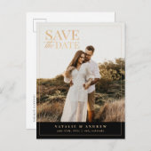 Elegant Gold Glitter Photo Save the Date Briefkaart (Voorkant / Achterkant)