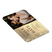 Elegant Gold Glitter Photo Weddenschap Save the Da Magneet (Rechterzijde)