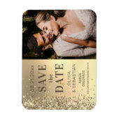 Elegant Gold Glitter Photo Weddenschap Save the Da Magneet (Verticaal)