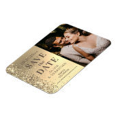 Elegant Gold Glitter Photo Weddenschap Save the Da Magneet (Linkerzijde)