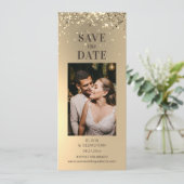 Elegant Gold Glitter Photo Wedding Save The Date (Staand voorkant)