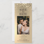 Elegant Gold Glitter Photo Wedding Save The Date (Voorkant)