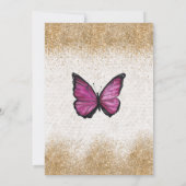 Elegant Gold Glitter Pink Butterfly Baby shower Kaart (Achterkant)