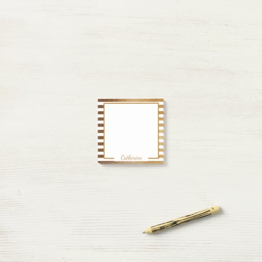 Elegant Gold Glitter Pinstripes Chic Trendy Post-it® Notes (Op bureau)