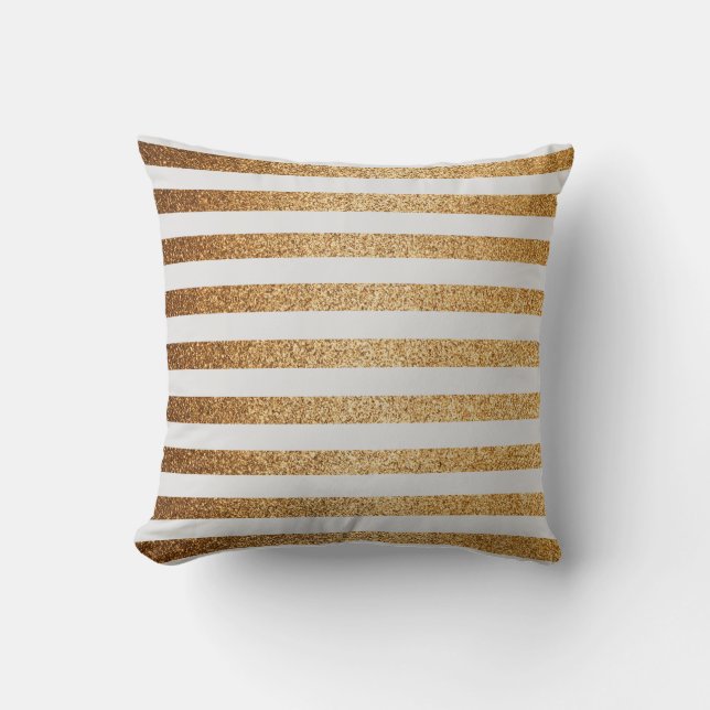 Elegant Gold Glitter Pinstripes Stripe Pattern Kussen (Voorkant)