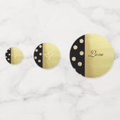 Elegant Gold Glitter Polka Dots, Black, Love Name Confetti (Achterkanten)
