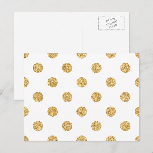 Elegant Gold Glitter Polka Dots Pattern Briefkaart (Voorkant / Achterkant)