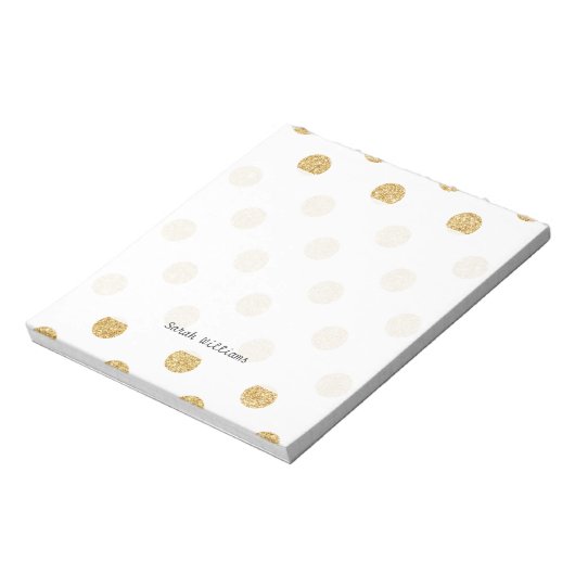 Elegant Gold Glitter Polka Dots Pattern Notitieblok (Linkerzijde)