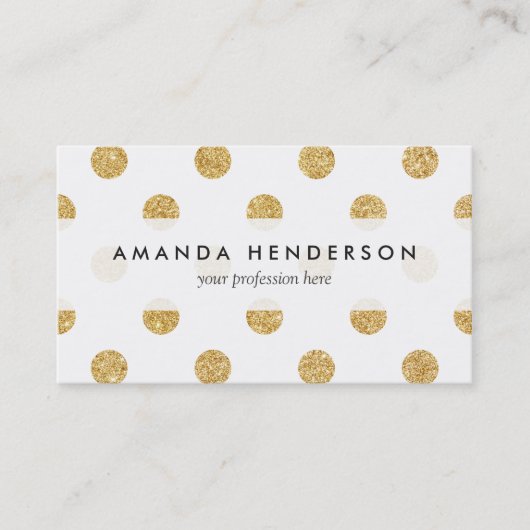 Elegant Gold Glitter Polka Dots Pattern Visitekaartje (Voorkant)