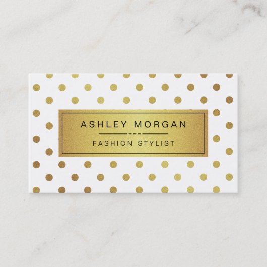 Elegant Gold Glitter Polka Dots Visitekaartje (Voorkant)