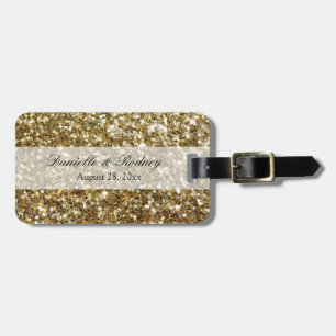 Elegant Gold Glitter Printing Wedding Bagagelabel