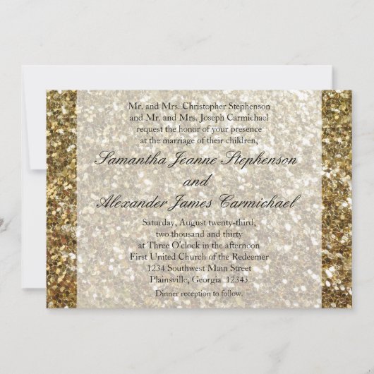 Elegant Gold Glitter Printing Wedding Kaart (Voorkant)