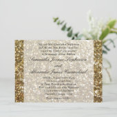 Elegant Gold Glitter Printing Wedding Kaart (Staand voorkant)